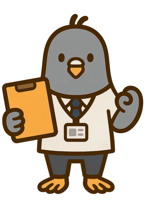医事の律儀ハトのキャラクター